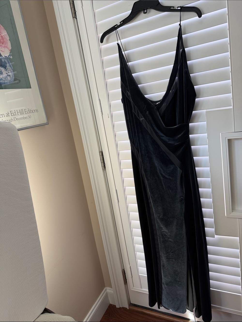 Classic Black Velvet Cowl-Neck Maxi Dress